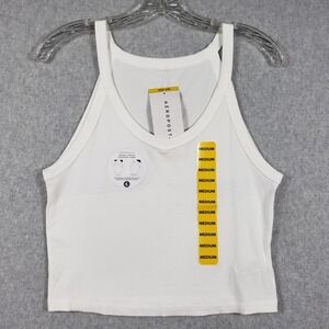 Aeropostale Womens Tank Top Reversible Coquetteropped M White Ribbed Coquette